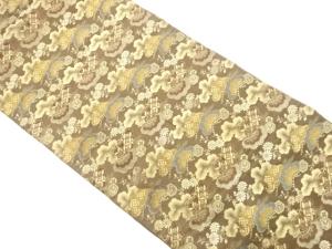 アンティーク　笠松に菊・古典柄織り出し丸帯（着用可）